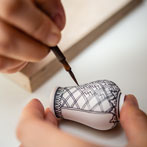 Miyu Kurihara working in her studio on collaborative work done with Yuta Segawa, London 2019